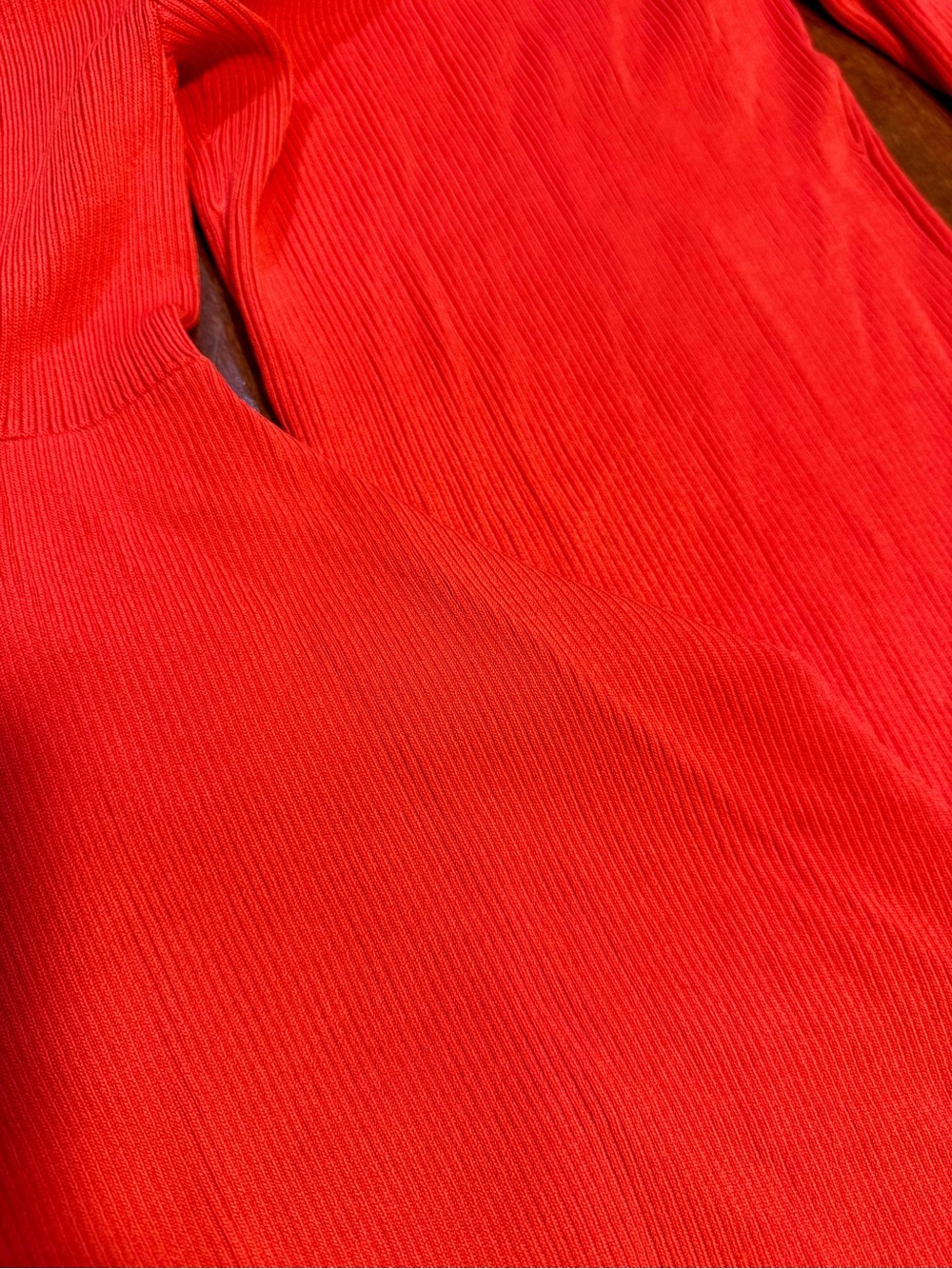 Scripted Bold Orange Cold-Shoulder Ribbed Bell-Sleeve Top - Picture 10 of 10